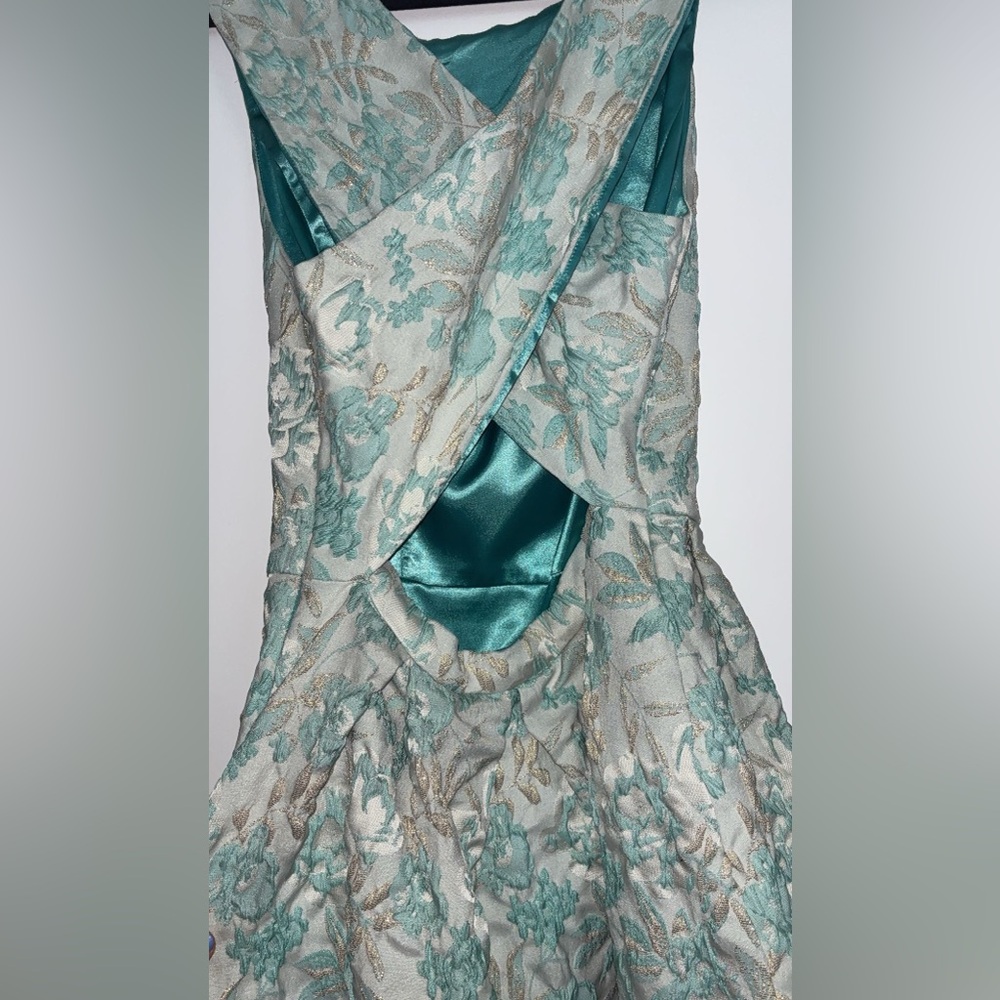 Eva Franco Teal and Cream Midi Dress - Picture 4 of 5